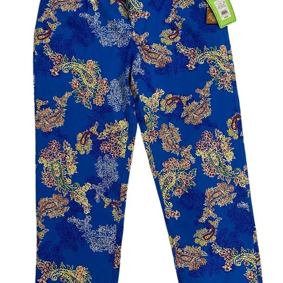 Houston White for Target Blue Floral Wide Leg Chino Pants Size Large 98% Cotton - Picture 2 of 12